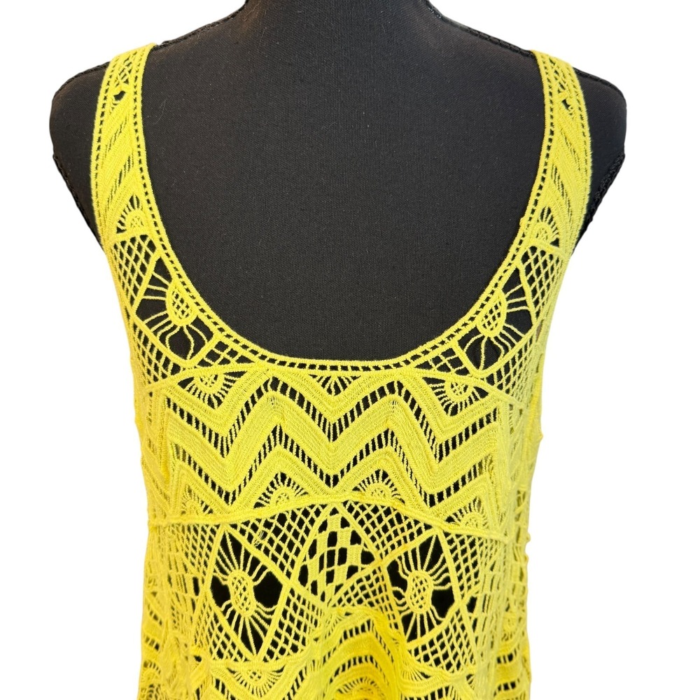 Patchington Womens Crochet Tank Top S Neon Yellow Resortwear Dopamine Dressing - Picture 4 of 7